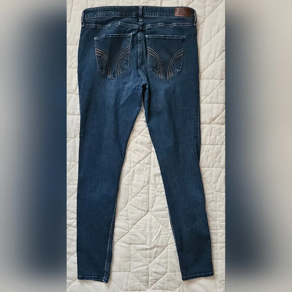 Hollister Mid Rise Super Skinny Blue Denim Jeans - Picture 2 of 10